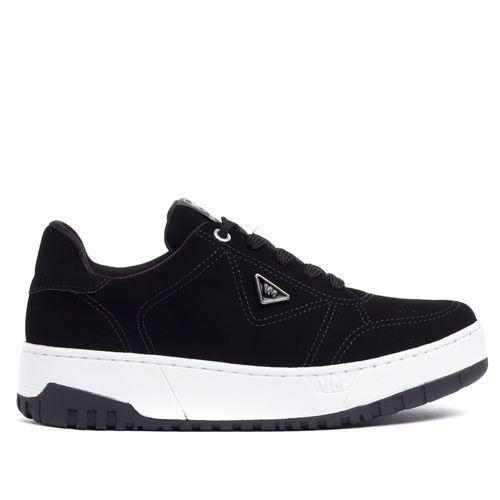 Tênis Feminino Via Marte Nobuck com Detalhe Lateral Preto