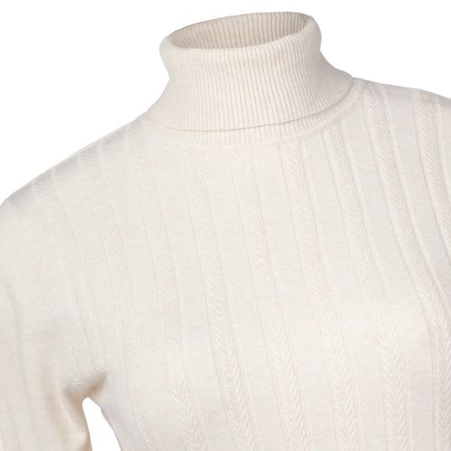 Blusa Feminina Facinelli Plus Size Gola Alta e Tranças Off White