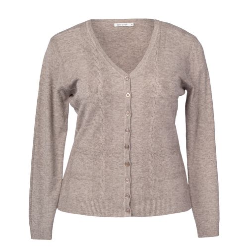 Casaco Feminino Facinelli Plus Size Tricot Tranças Bege Escuro