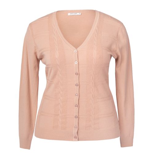 Casaco Feminino Facinelli Plus Size Tricot Tranças Nude