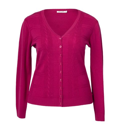 Casaco Feminino Facinelli Plus Size Tricot Tranças Pink