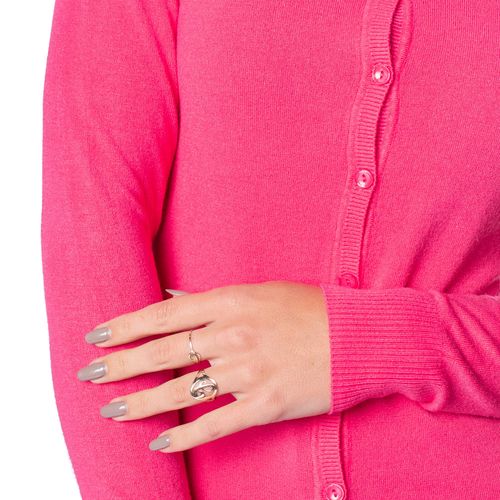 Casaco Feminino Facinelli Tricot Botões Rosa