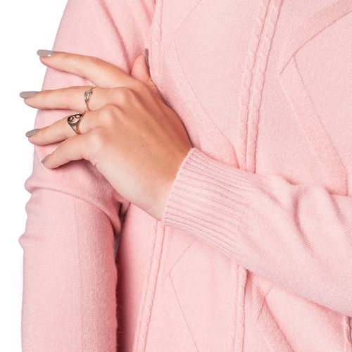 Blusa Feminina Facinelli Tricot com Desenhos Rosa Claro