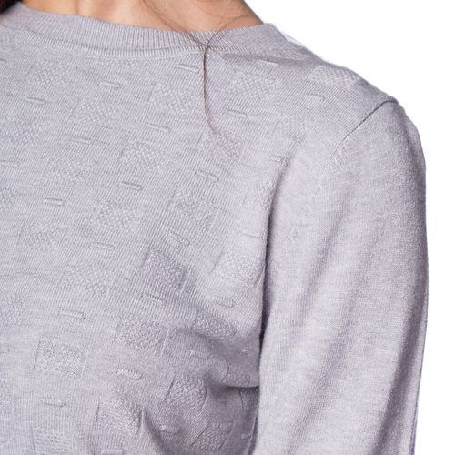 Blusa Feminina Facinelli Tricot Textura Quadrados Cinza