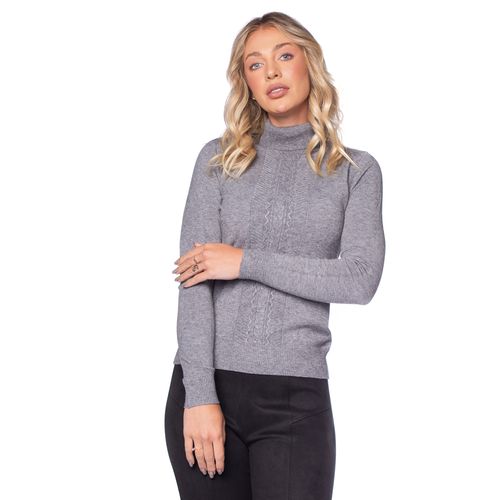 Blusa Feminina Facinelli Tricot Com Gola Alta Cinza
