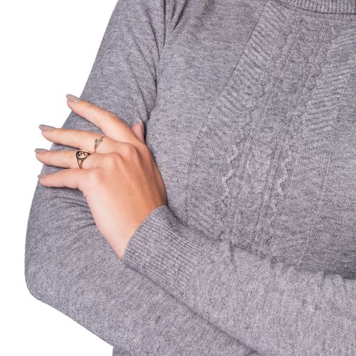 Blusa Feminina Facinelli Tricot Com Gola Alta Cinza