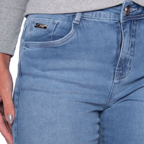 Calça Jeans Feminina Pitt Reta Push Up Azul