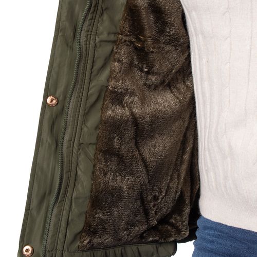 Jaqueta Parka Feminina Sea Surf com Forro Peluciado Verde Escuro