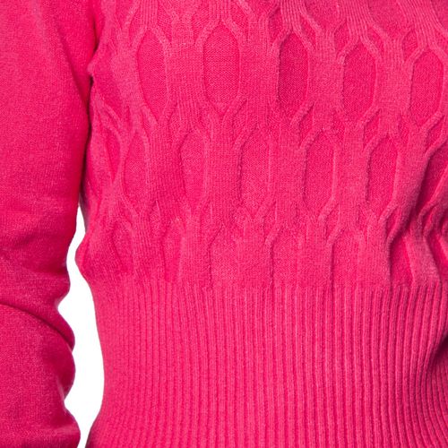 Blusa Feminina Facinelli Tricot Textura Gola Média Rosa