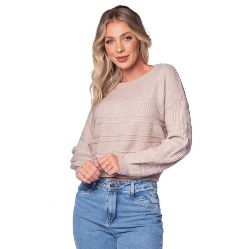 Blusa Feminina Facinelli Tricot Linhas Caqui