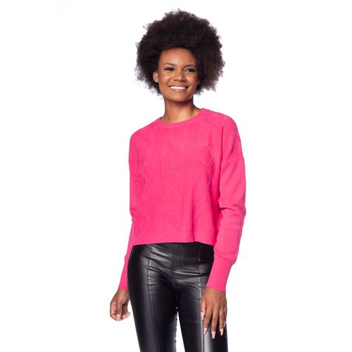 Blusa Feminina Facinelli Tricot com Textura Geométrica Rosa