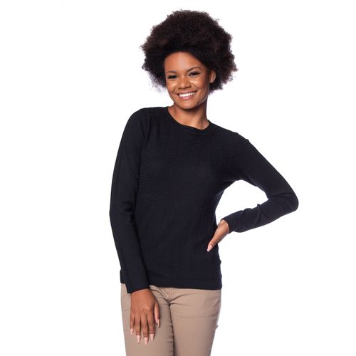 Blusa Feminina Facinelli Tricot Ondas Preto