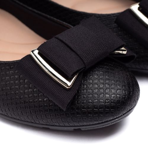 Sapatilha Feminina Moleca Texturizada com Laço Preto