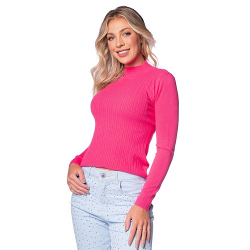 Blusa Feminina Facinelli Tricot Gola Média Rosa