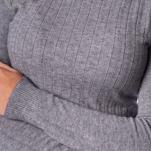 Blusa Feminina Facinelli Tricot Gola Média Cinza