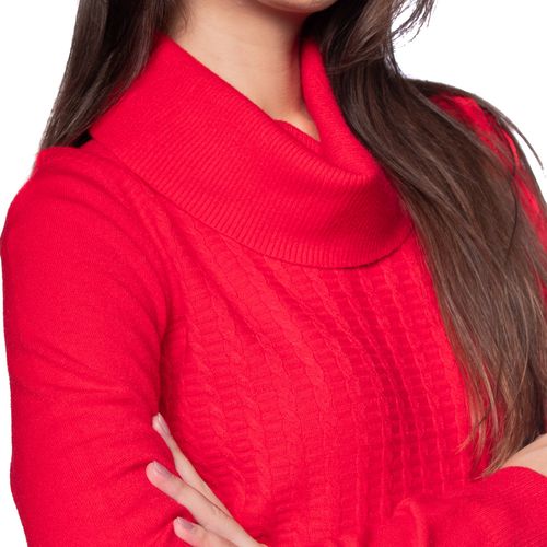 Blusa Feminina Facinelli Tricot Tramado Com Gola Alta Vermelho