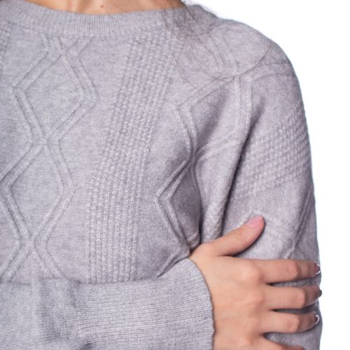 Blusa Feminina Facinelli Tricot com Textura Geométrica Cinza
