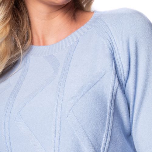 Blusa Feminina Facinelli Tricot com Desenhos Azul Claro