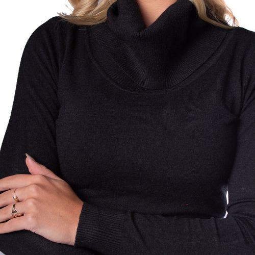 Blusa Feminina Facinelli Tricot Básica com Gola Alta Preto
