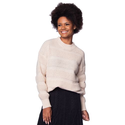 Blusa Feminina Facinelli em Tricot Encorpado Bege Claro