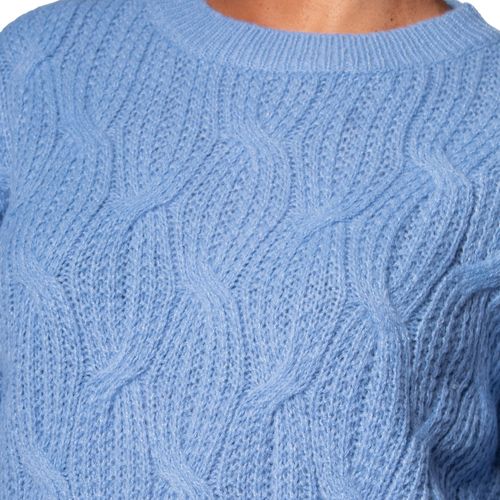 Blusa Feminina Facinelli em Tricot com Textura de Tranças Azul