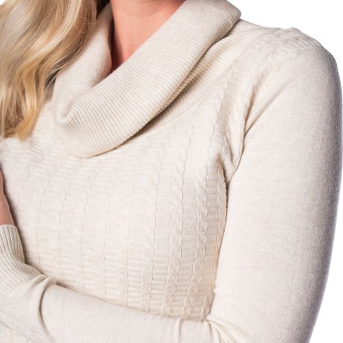 Blusa Feminina Facinelli Tricot Tramado Com Gola Alta Bege Claro