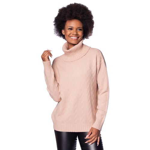 Blusa Feminina Facinelli Tricot Gola Alta Nude