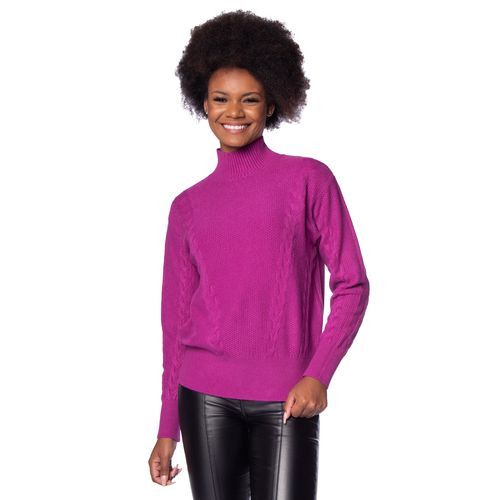 Blusa Feminina Facinelli Tricot Gola Média Tranças Roxo