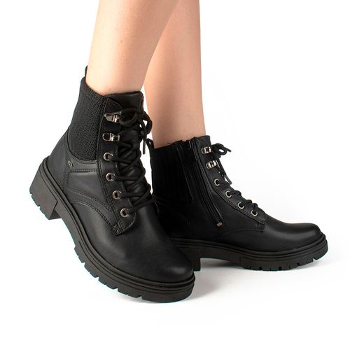 Coturno Feminino Dakota com Recorte em Tecido Preto