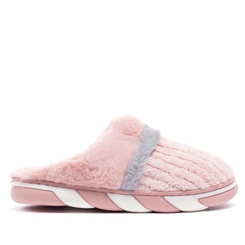 Pantufa Feminina Yndiara com Pelo Rosa/cinza
