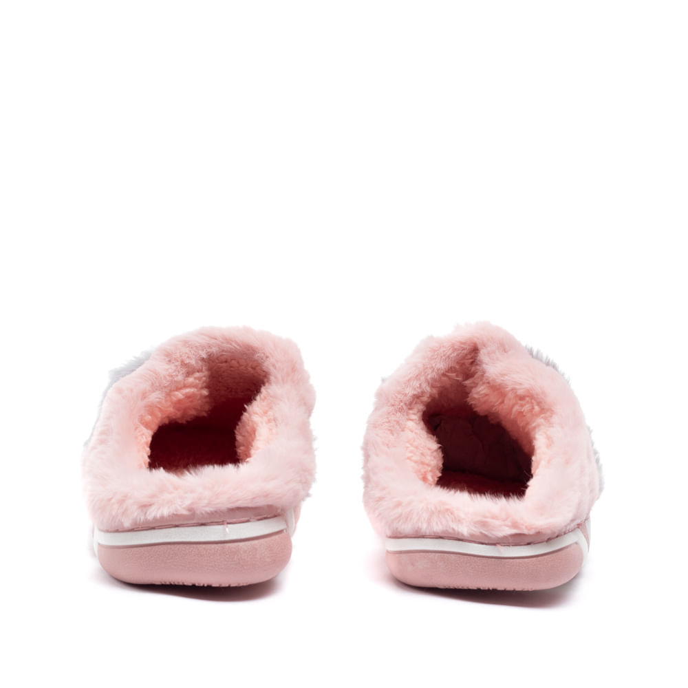 Pantufa Feminina Yndiara com Pelo Rosa/cinza | Lojas Radan - Lojas Radan