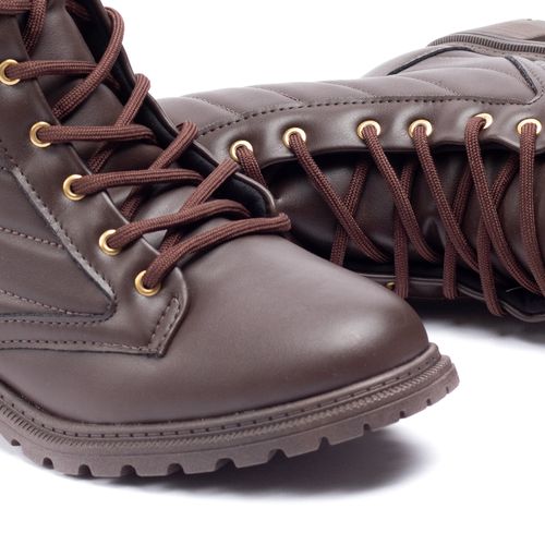 Bota Feminina Modare Cano Curto Com Costuras Café