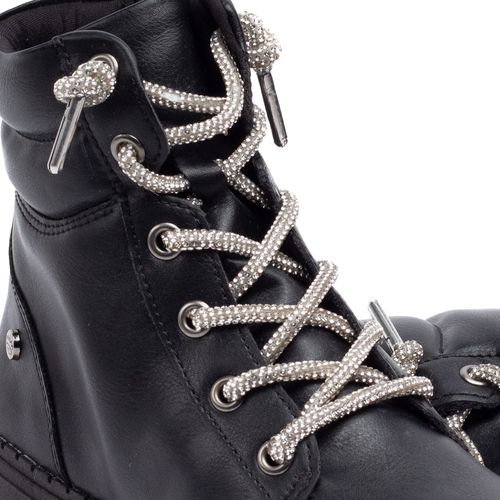 Coturno Infantil Pink Cats Com Cadarço de Strass Preto