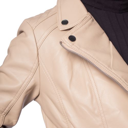 Jaqueta Feminina Facinelli Perfecto em PU Bege Claro