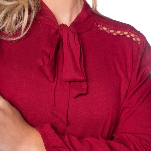 Blusa Feminina Averzzy Bata com Laço Bordô