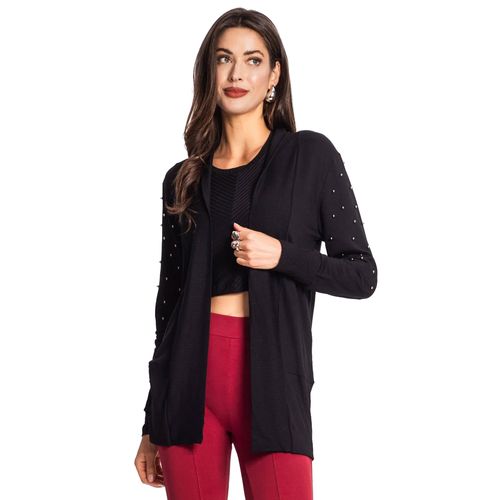 Casaco Cardigan Feminino Rovitex Endless com Rebites Preto