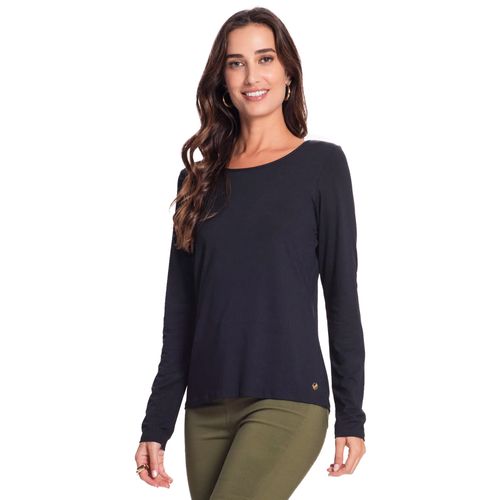 Blusa Feminina Rovitex Básica Manga Longa Preto