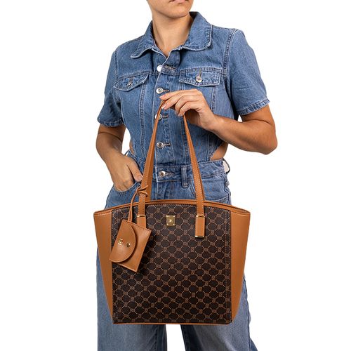 Bolsa Feminina Rafitthy Tote Média Café Caramelo