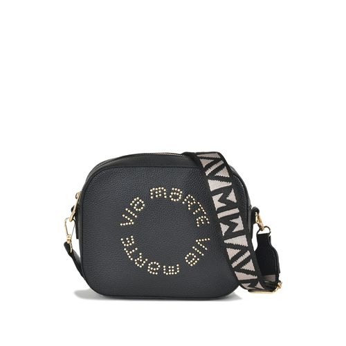 Bolsa Feminina Via Marte Transversal com Rebites Preto