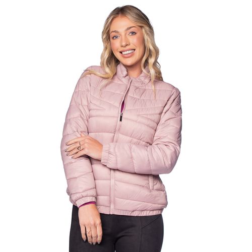 Jaqueta Puffer Feminina Facinelli Gola Alta Rosa