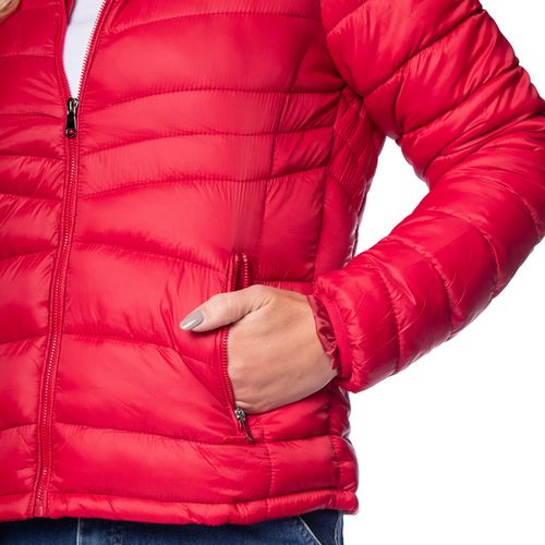 Jaqueta Puffer Feminina Facinelli com Capuz Vermelho