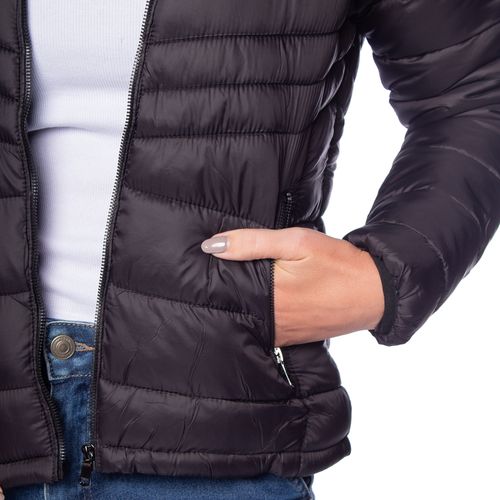 Jaqueta Puffer Feminina Facinelli com Capuz Preto