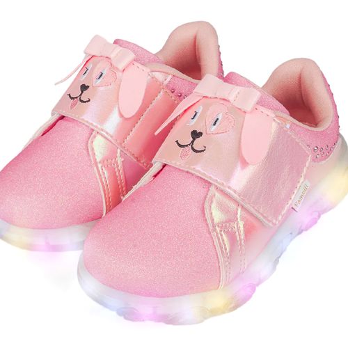 Tênis Infantil Pampili Liz Cachorrinho com Led Rosa