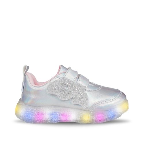 Tênis Infantil Pampili Liz Borboleta com Led Prata