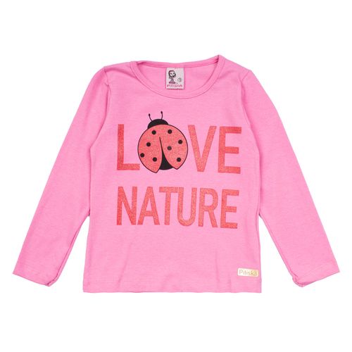 Blusa Infantil Pitiska Manga Longa Love Nature Rosa