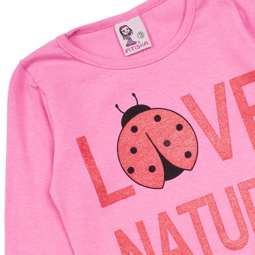 Blusa Infantil Pitiska Manga Longa Love Nature Rosa