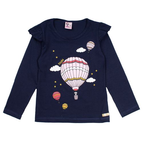 Blusa Infantil Pitiska Manga Longa Balão Marinho