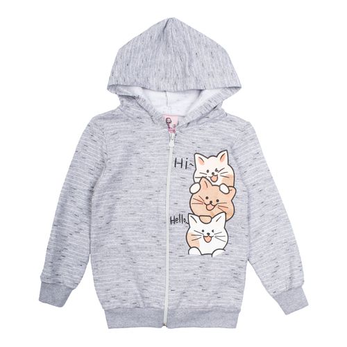Casaco de Moletom Infantil Pitiska Gatinhos Menina Cinza