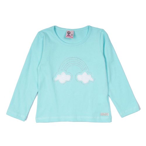 Blusa Infantil Pitiska Manga Longa Nuvens Azul Claro