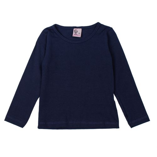 Blusa Infantil Pitiska Manga Longa Básica Marinho